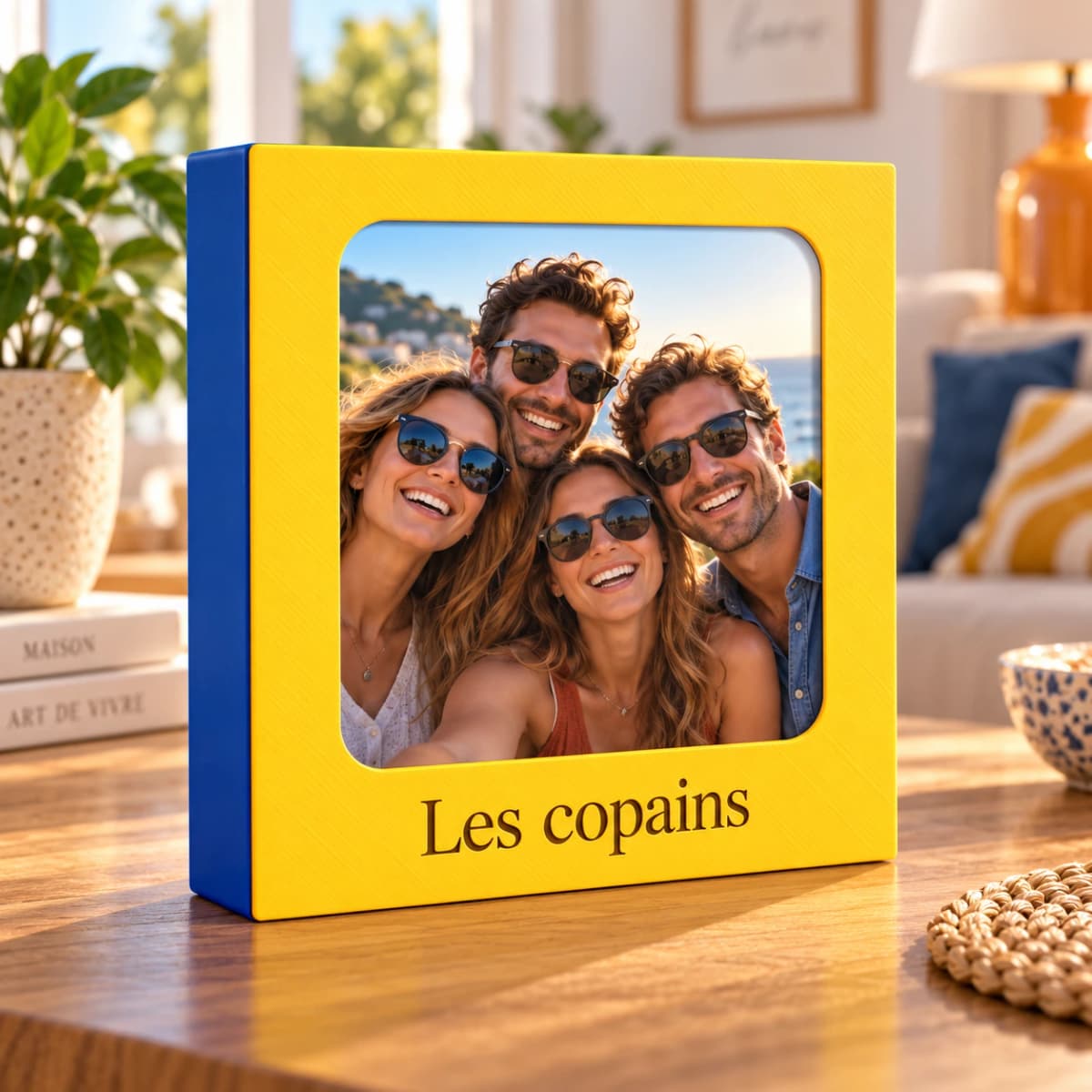 Cadre bicolore bleu cobalt et jaune tournesol vitaminé