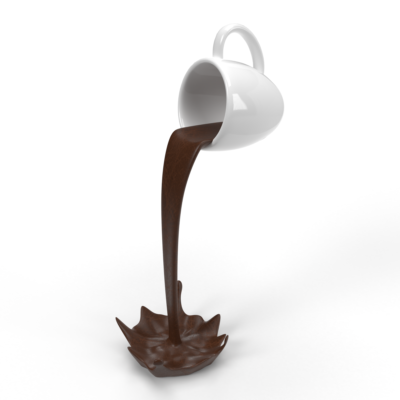 sculpture tasse flotante en suspension - floating cup 3D
