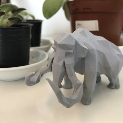 Mamouth low polygons imprimé en 3D