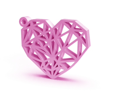 Porte  clef coeur géométrique - fil de fer
